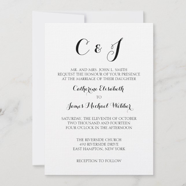 Invitación a matrimonio formal para escribir a los (Anverso)