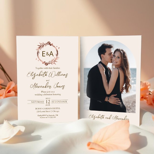 Invitación a matrimonio fotográfico de caligrafía  (Subido por el creador)