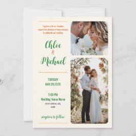Invitación a matrimonio fotográfico moderno con có
