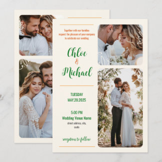 Invitación a matrimonio fotográfico moderno con có