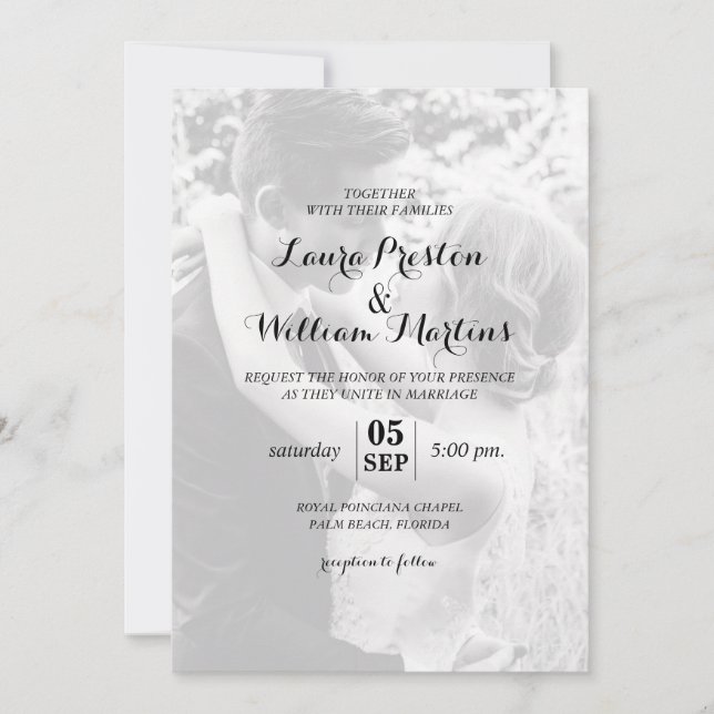 Invitación a matrimonio fotográfico personalizado  (Anverso)