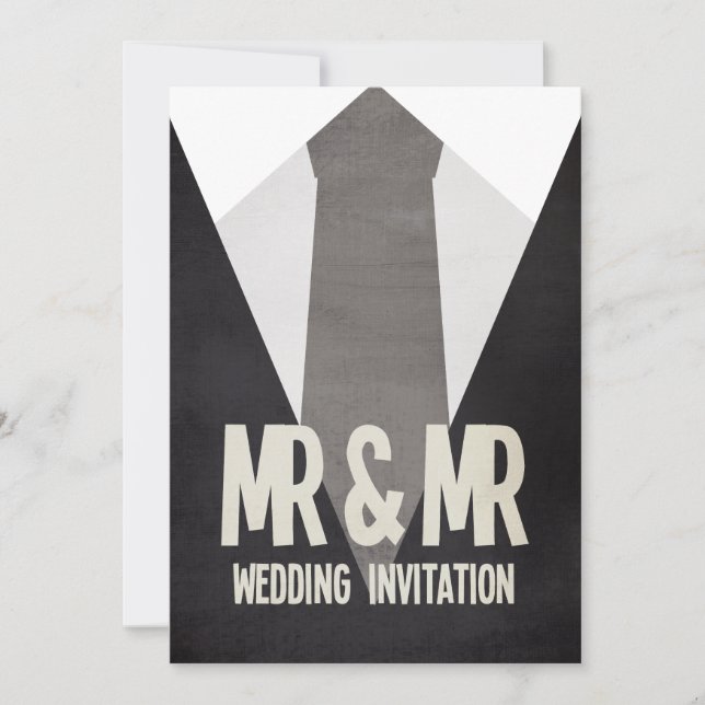 Invitación a matrimonio gay de Retro Mr & Mr Suit  (Anverso)