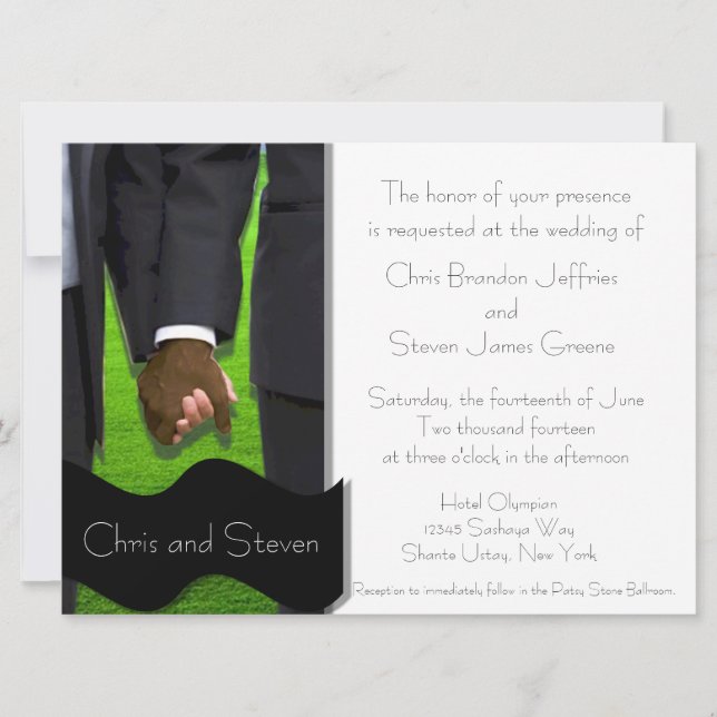 Invitación a matrimonio gay Personalizado de dos G (Anverso)