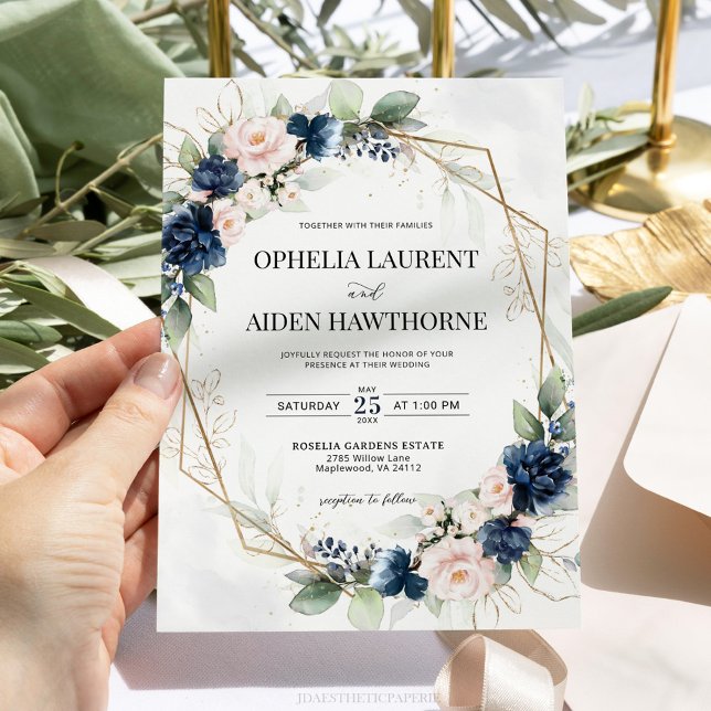 Invitación a matrimonio geométrico floral de la ma (Subido por el creador)