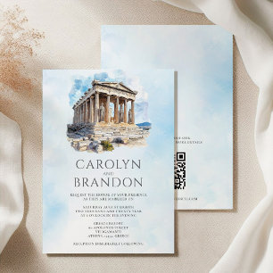 Invitación a matrimonio griego de destino con códi