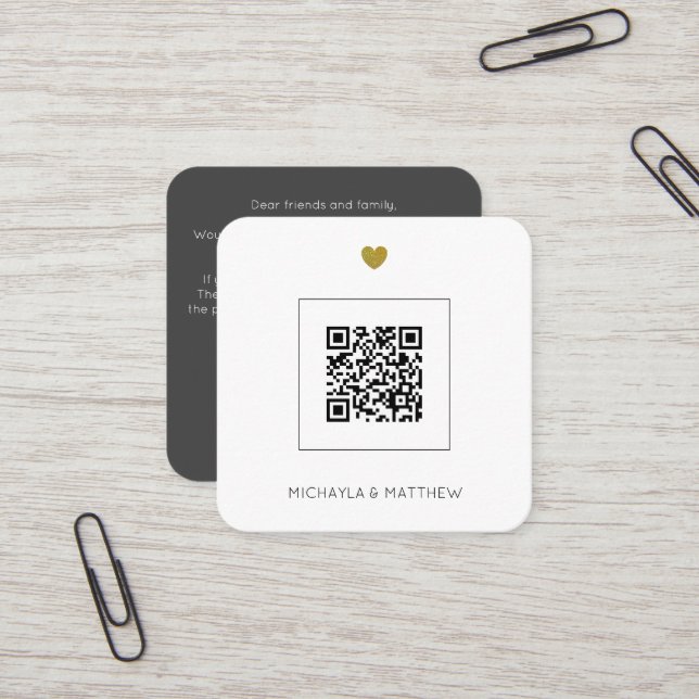 Invitación a matrimonio gris del código QR Minimal (Anverso/Reverso In Situ)