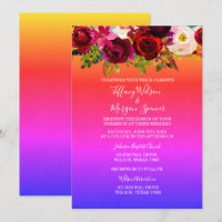 Invitación a matrimonio homosexual con arcoíris fl