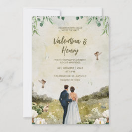 Invitación a matrimonio Ilustracion de pareja únic