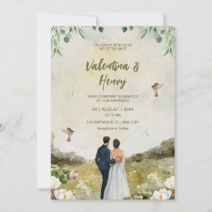Invitación a matrimonio Ilustracion de pareja únic