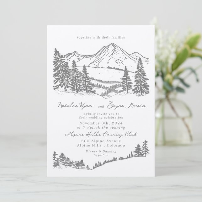 Invitación a matrimonio impreso de alivio de las c (Anverso de pie)