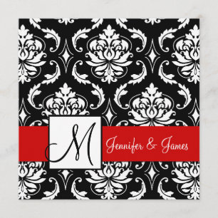 Invitación a matrimonio inicial de Damasco negro r