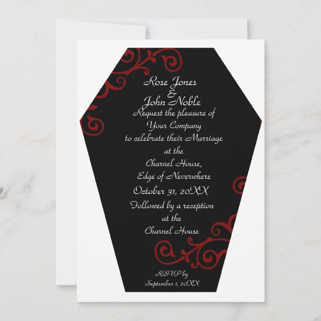 Invitación a matrimonio Keranda Ebony (rojo) (Anverso)