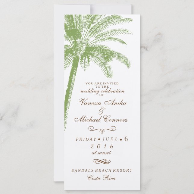 Invitación a matrimonio largo de árbol de palmas v (Anverso)