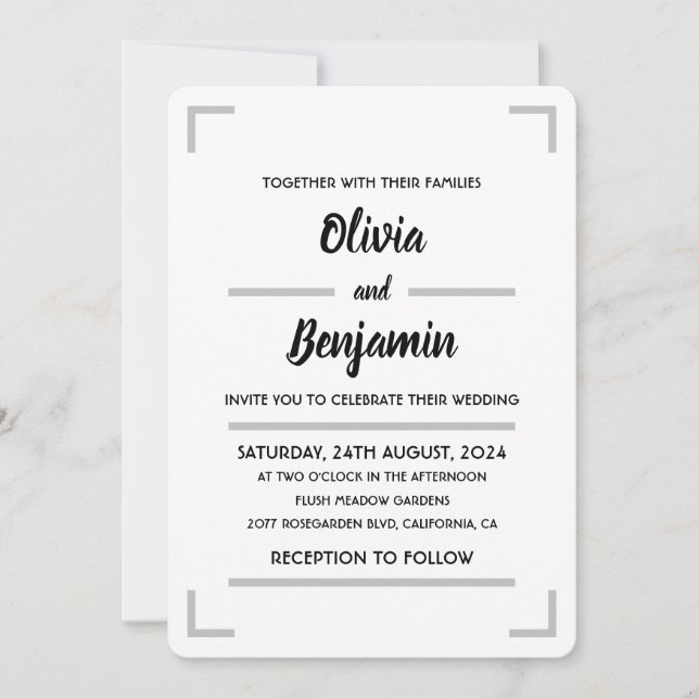 Invitación a matrimonio manuscrita simple (Anverso)