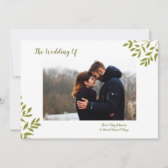 Invitación a matrimonio mínimo de foto (Anverso)