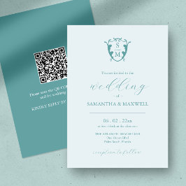 Invitación a matrimonio monograma con código QR