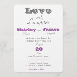 Invitación a matrimonio morado por amor y risa