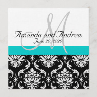Invitación a matrimonio para damasco negro Verde a