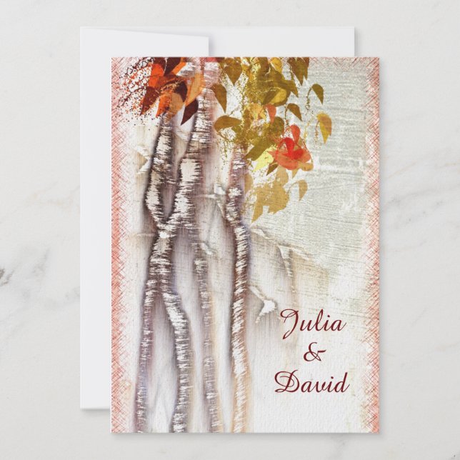 Invitación a matrimonio personalizado de árboles d (Anverso)