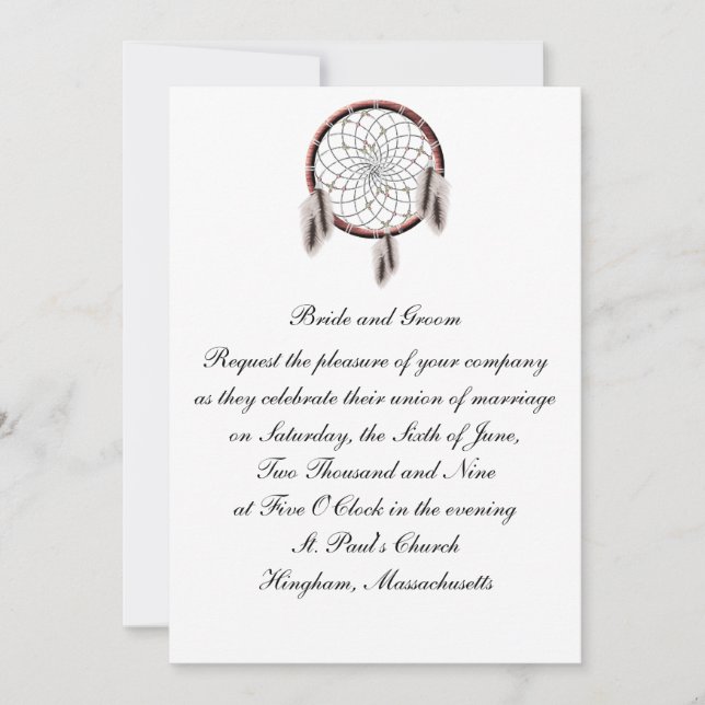 Invitación a matrimonio personalizado de Dreamcatc (Anverso)