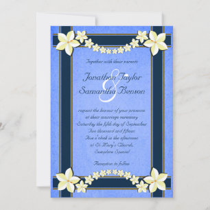 Invitación a matrimonio personalizado floral azul 