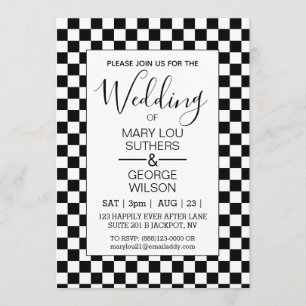Invitación a matrimonio por cheque de BW retro