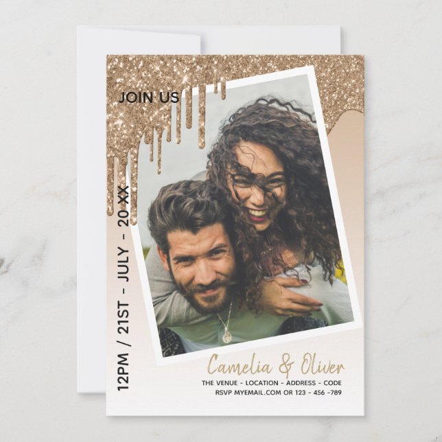 Invitación a matrimonio por sobreposición de foto  (Anverso)
