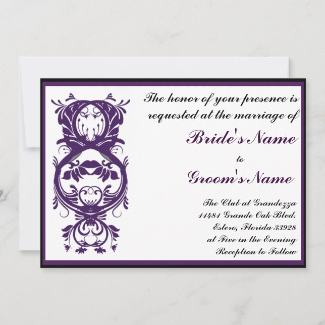 Invitación a matrimonio Purple Printable (Anverso)