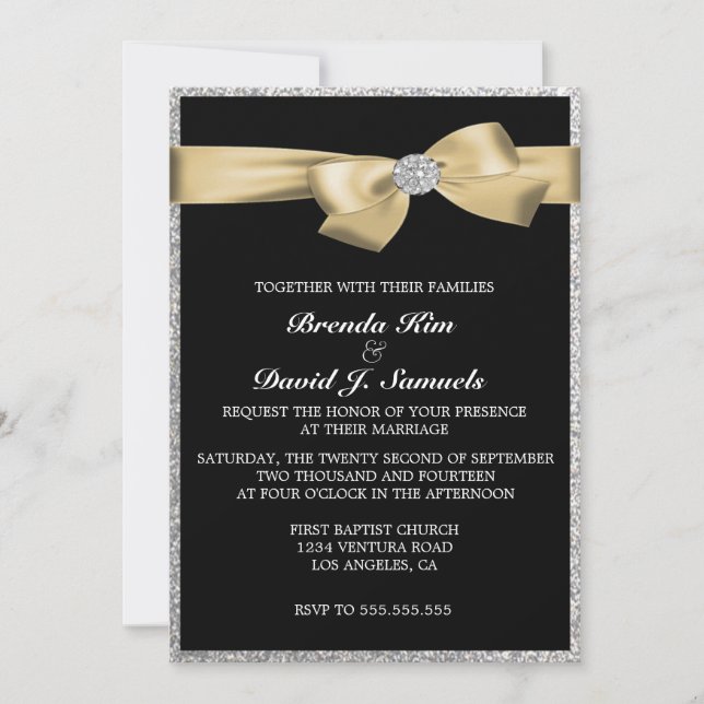Invitación a matrimonio Purpurina (Anverso)
