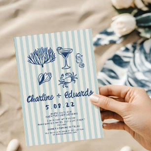 Invitación a matrimonio retro de la costa de escri