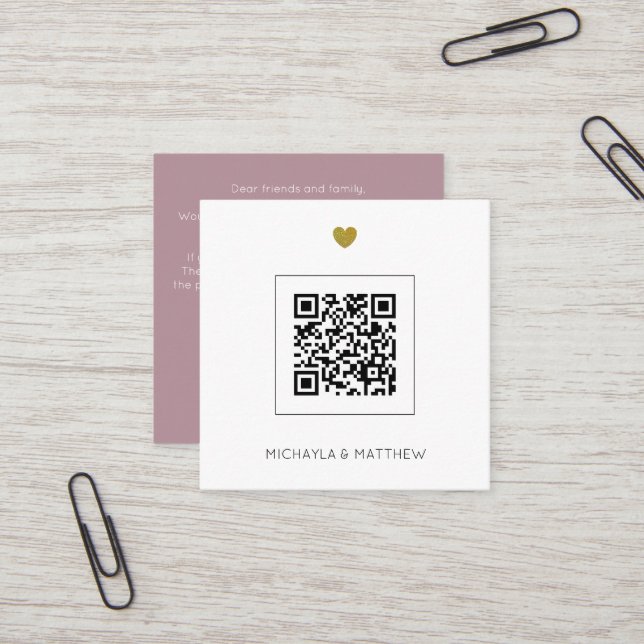 Invitación a matrimonio Rosa de código QR Minimali (Anverso/Reverso In Situ)