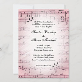 Invitación a matrimonio rosa de la música de la ho