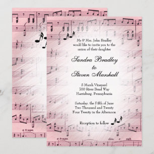 Invitación a matrimonio rosa de la música de la ho