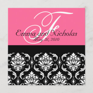 Invitación a matrimonio rosado caliente Damasco mo