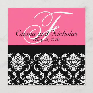 Invitación a matrimonio rosado caliente Damasco mo