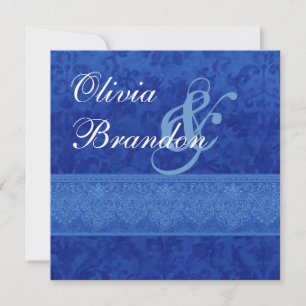 Invitación a matrimonio Royal Blue Damask G300