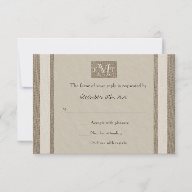 Invitación a matrimonio RSVP — Aspecto de pergamin (Anverso)