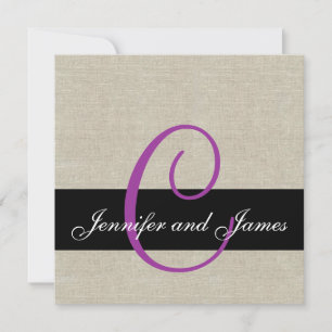 Invitación a matrimonio Rústico Linen Monograma Pú