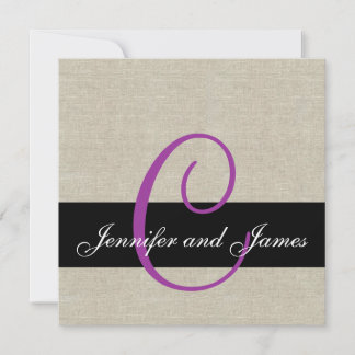 Invitación a matrimonio Rústico Linen Monograma Pú
