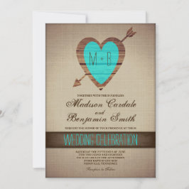Invitación a matrimonio rústico Verde azulado con