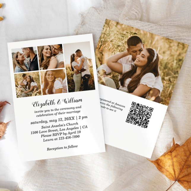 Invitación a matrimonio simple con código QR (Subido por el creador)