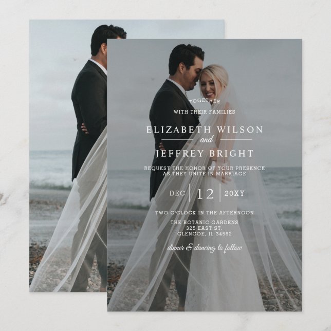 Invitación a matrimonio simple de fotografía super (Anverso / Reverso)