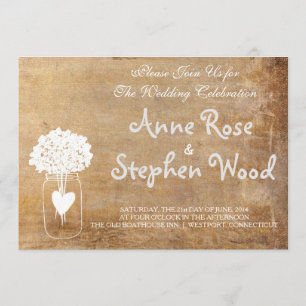 Invitación a matrimonio simple de lienzo Mason Jar