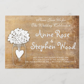 Invitación a matrimonio simple de lienzo Mason Jar