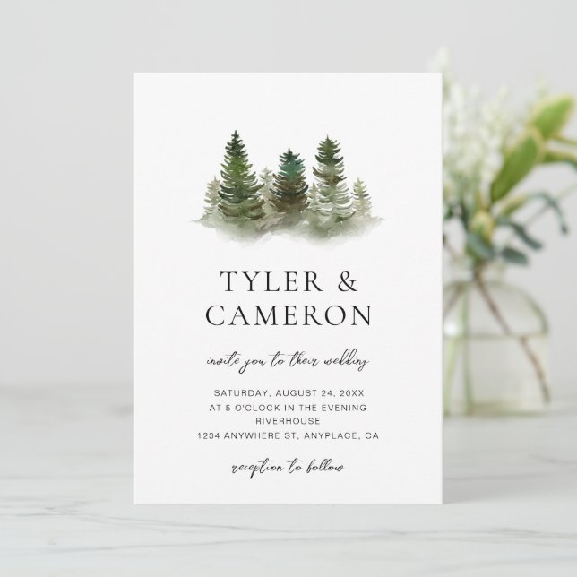 Invitación a matrimonio simple en árbol (Anverso de pie)
