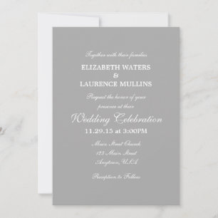 Invitación a matrimonio simple gris claro