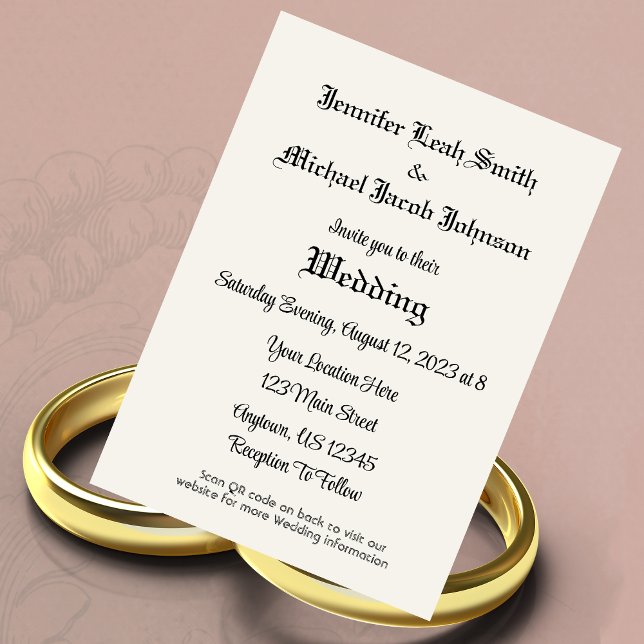 Invitación a matrimonio simple QR amigable con el  (Subido por el creador)