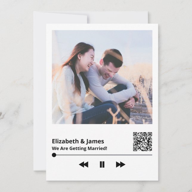 Invitación a matrimonio única de código QR de foto (Anverso)