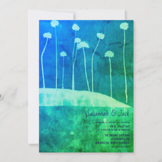 Invitación a matrimonio única de flor verde azul A