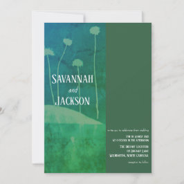 Invitación a matrimonio única de flor verde azul A